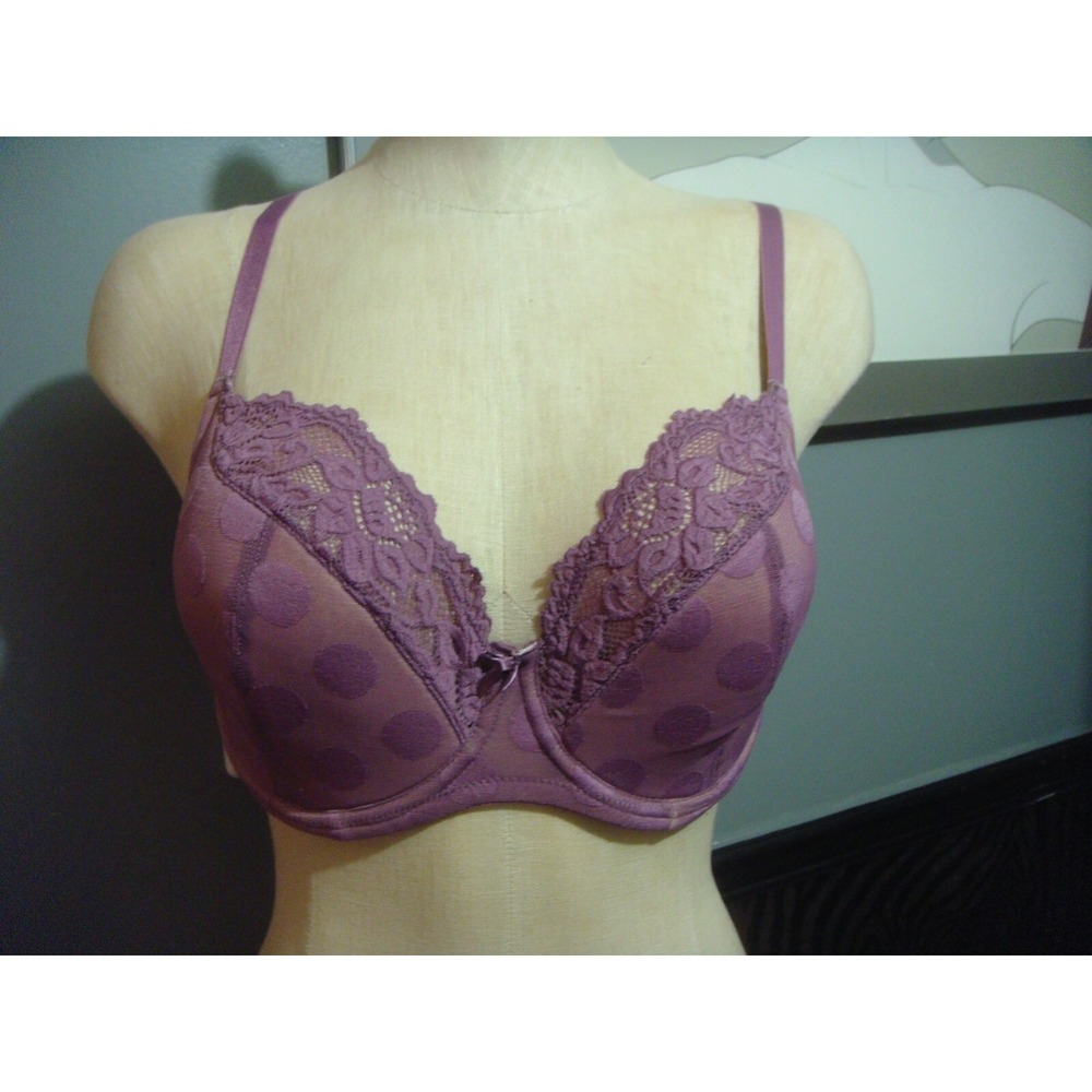 Fredericks of Hollywood Salma lavender dot underwire lightly padded 32F bra NEW